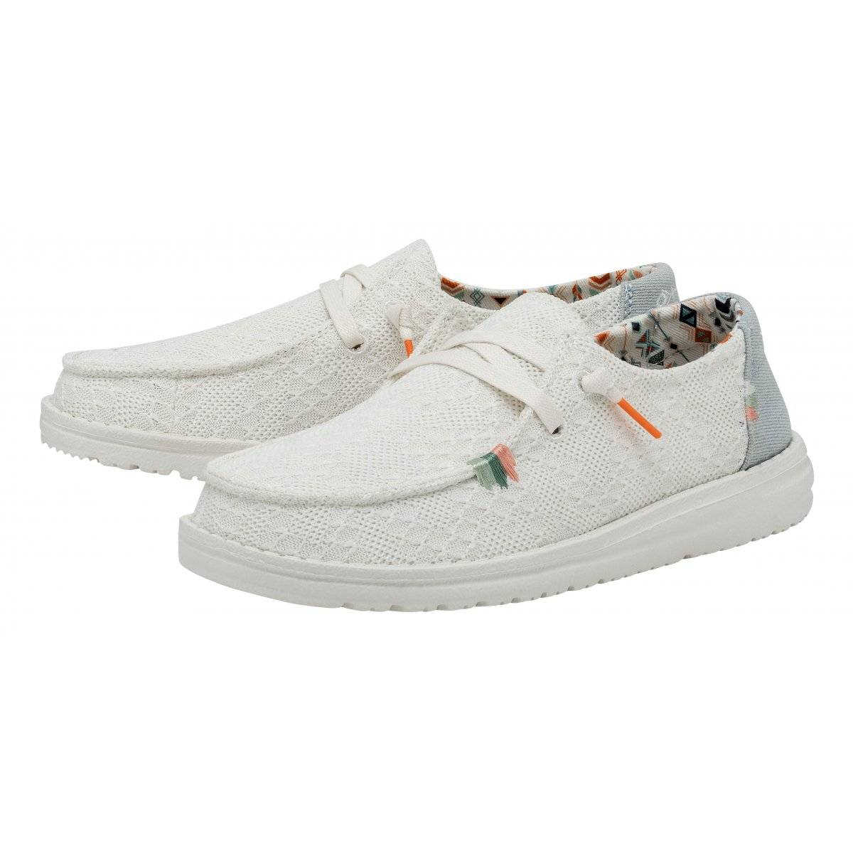 Hey Dude Women's Wendy Boho White Crochet Shoes