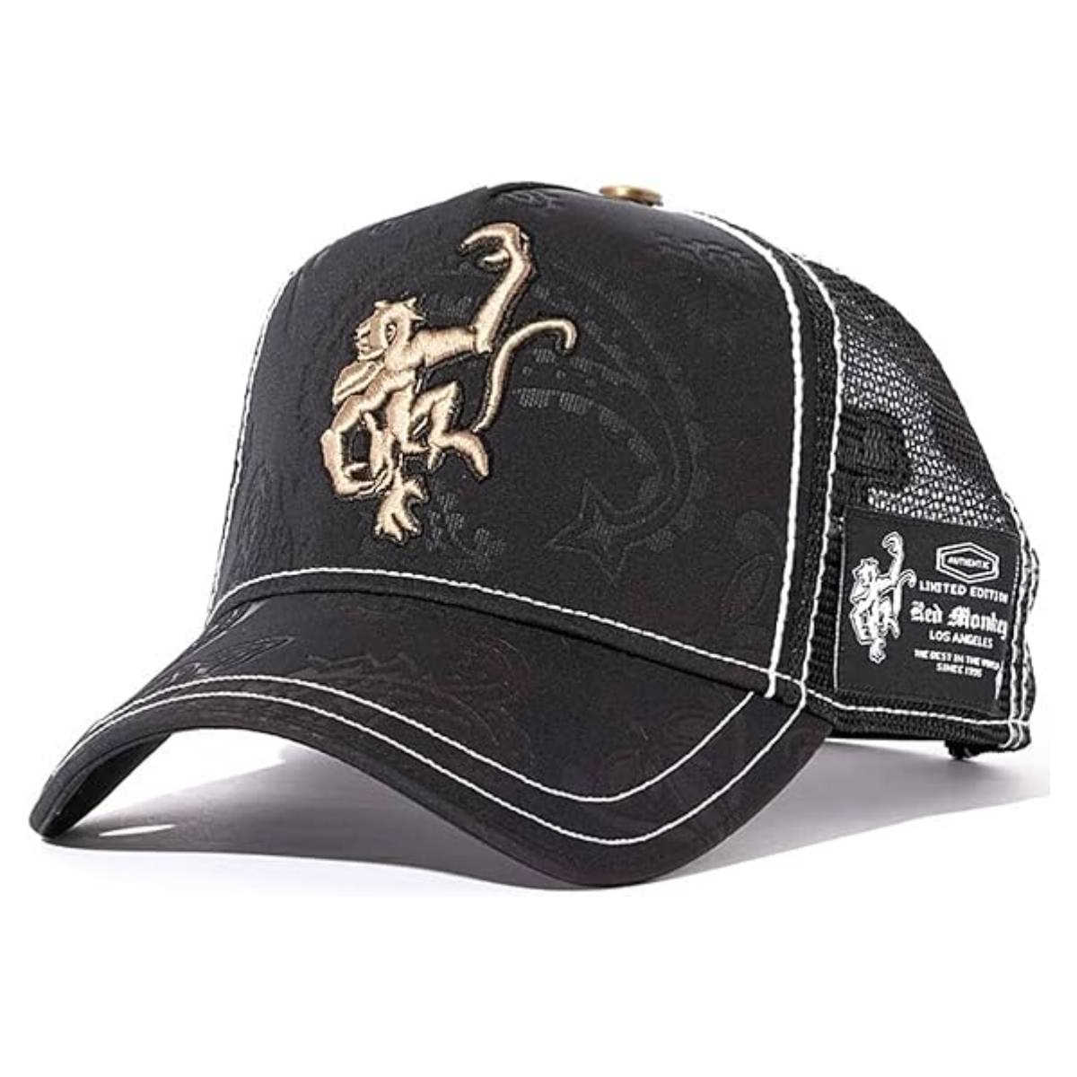 Red Monkey Unisex Classico 24 Black Gold Mesh Back Snapback Hats