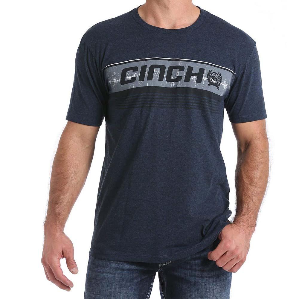 Cinch Men's Classic Logo Navy Heather Short Sleeve T-Shirt