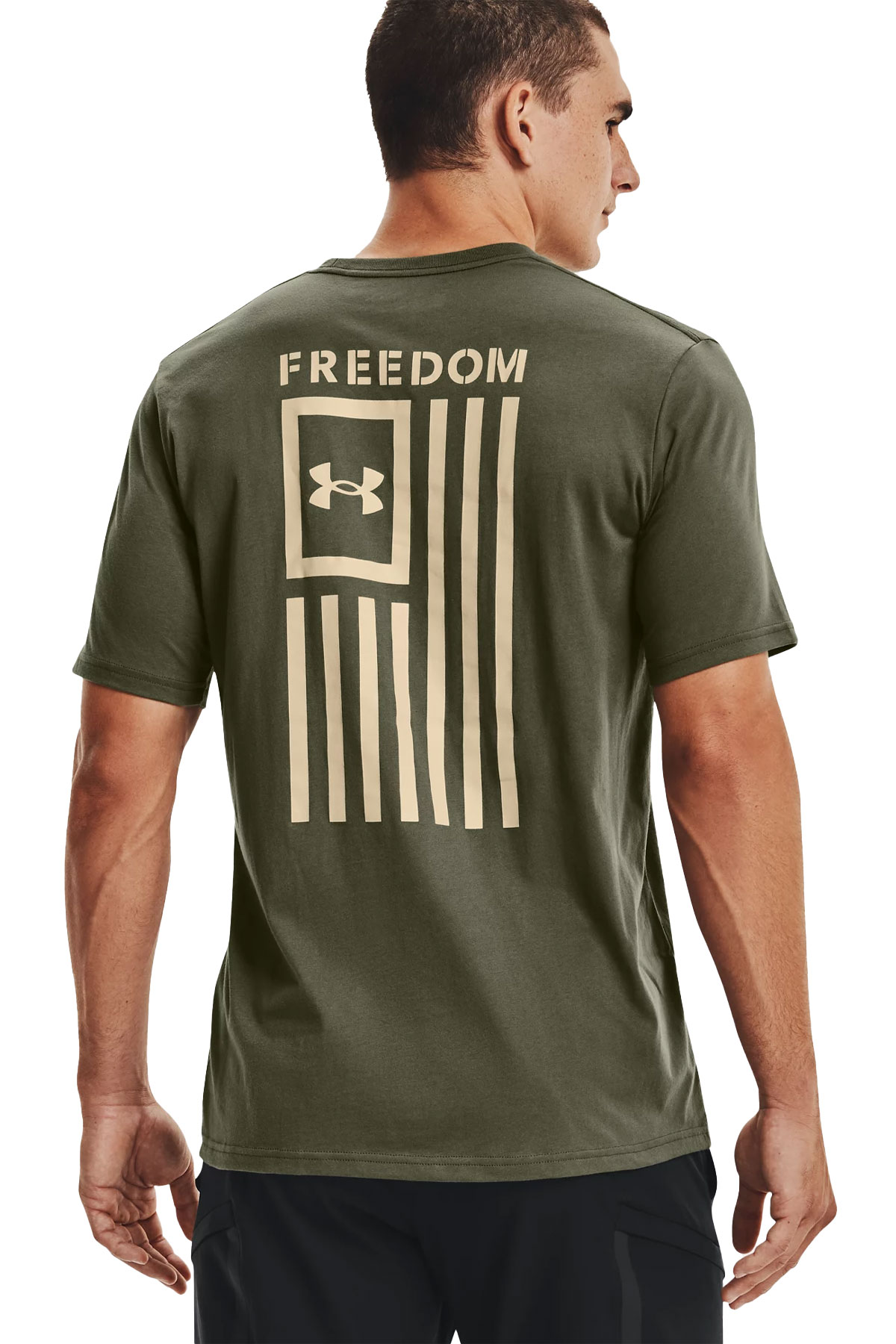 Under Armour Men's T-Shirt UA Freedom Flag Athletic Short Sleeve Tee  1370810, Sand / Black, XL 