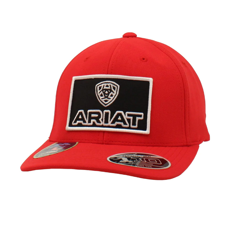 Red Ariat Men\'s - Horizontal Hats Flexfit Logo Cap Patch A300037004