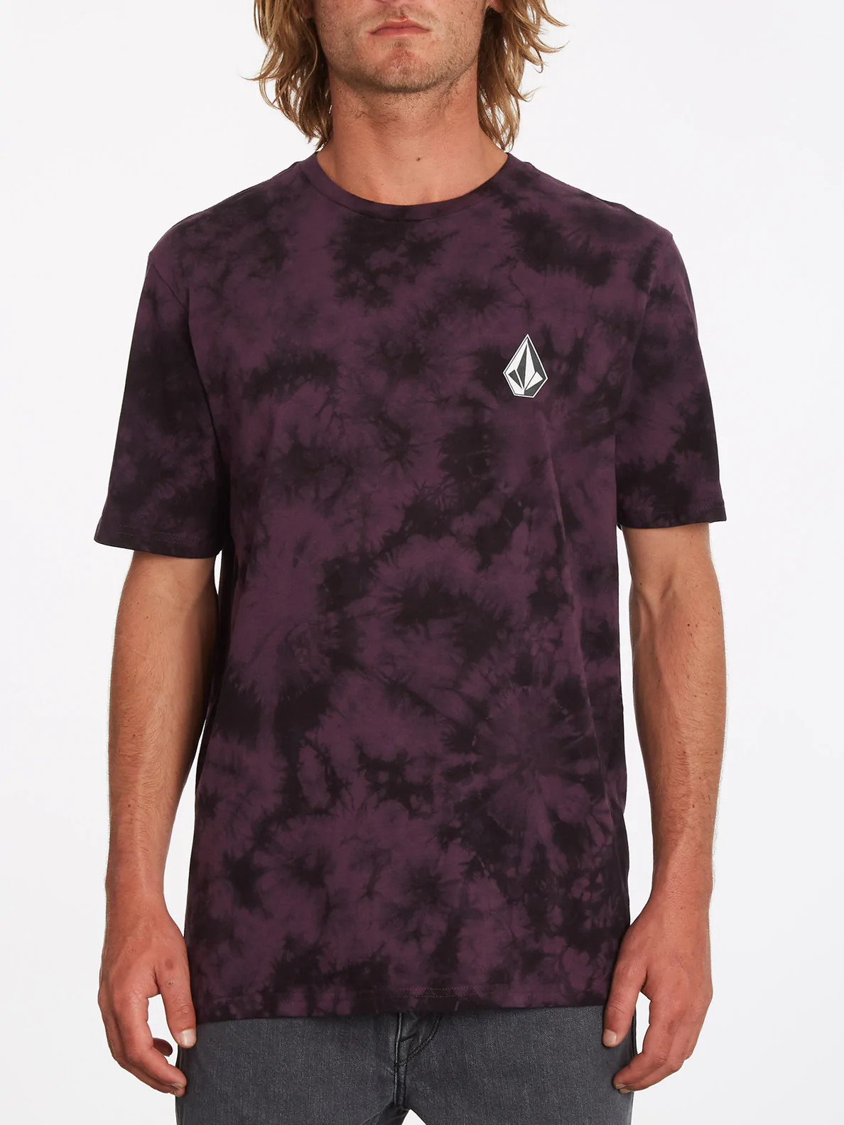 【2plan】Stone Dyeing Wrinkle Over Shirt Volcom Men's Iconic Stone Dye Short Sleeve T-Shirt Tee
