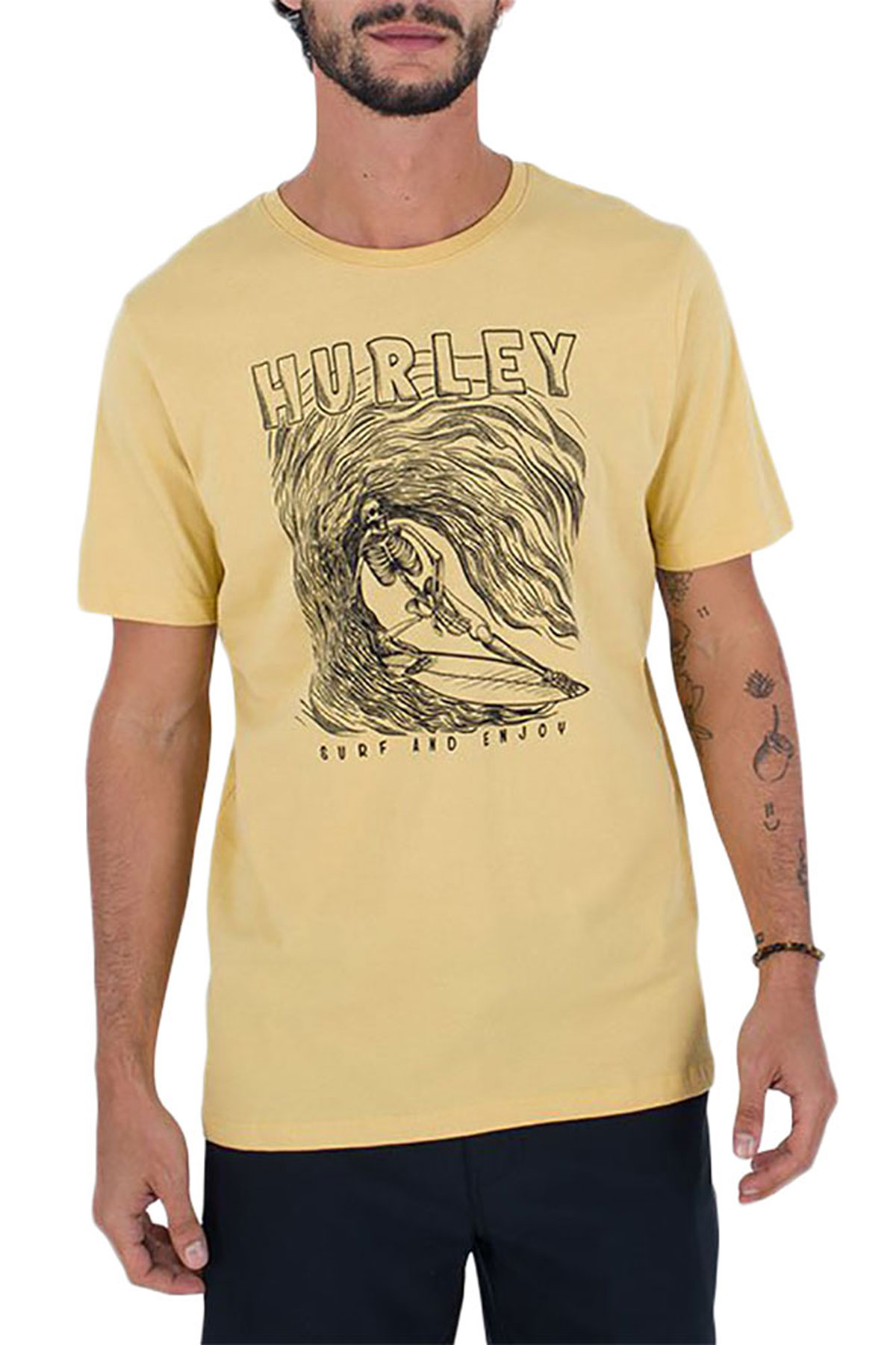 Hurley Unisex Dri-FIT Surrender Short Sleeve T-Shirt - Sweat-Wicking Graphic Tee, Nike 130g Fabric