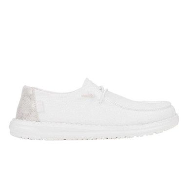 レビュー高評価の商品！ Hey Dude Women's Wendy Metallic Sparkle White Shoes センターテーブル・ローテーブル