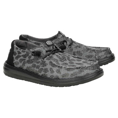 Hey Dude Women's Wendy Leopard Sparkle Black Shoes