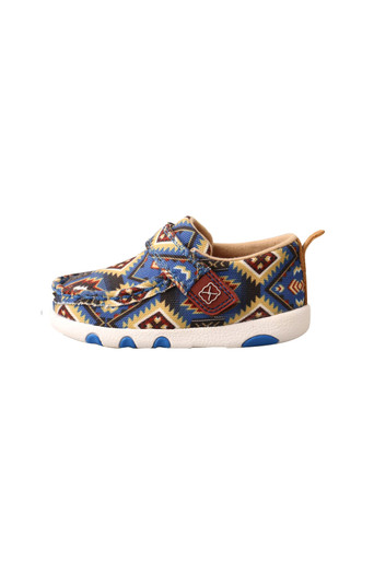 Twisted X Shoes Boys Driving Moc Blue & Multi Aztec - ICA0019