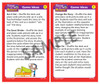 Two cards listing four more game ideas about how to use the cards.
