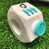 Mechanical Puzzle Toy, a white cube-shaped puzzle toy with blue sliding pieces and a metallic ball on top, designed for brain gift and mental challenge.