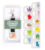 Express Needs Remindables keychain, colorful tags with phrases for expressing needs such as toilet, help, stop/wait, understand, hungry, break, space, more, quiet, and thirsty.