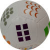 multi-colored patterned 4 inch ball with hexagon panels depicting various geometric designs.