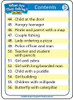 Educational book titled 'What Are They Asking? Fun Deck', with a table of contents listing various questions and scenarios for children, including 'Girl with long-bearded man' and 'Butterfly with caterpillar'.