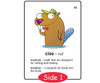 Educational Flashcard for Cise - Cut, cartoon beaver character with a yellow cap, red bow tie, and a happy expression, demonstrating the concept of incisor teeth Educational Flashcard for Cise - Cut, cartoon beaver character with a yellow cap, red bow tie, and a happy expression, demonstrating the concept of incisor teeth