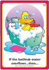 Toy Duck in Bathtub, cartoon duck with soap bubbles in a bathtub overflowing with water, referencing the nursery rhyme 'If the bathtub water overflows'