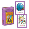 Adjectives Fun Deck, educational card game box with illustrations of a shaggy dog and a girl eating a sour lemon for teaching adjectives.
