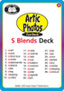 Artic Photos Fun Deck, educational card game featuring a list of words starting with 's' such as scarf, skunk, school bus, scooter, skateboarder, skeleton, slide, sled, and others.