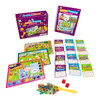 Auditory Processing Chipper Chat educational game, interactive learning kit with colorful game boards, cards, dice, and tokens for developing auditory discrimination, memory, and comprehension skills in children.