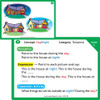 Product teaching resource for day and night concepts, featuring illustrations of houses during day and night, with instructional text for identifying and describing houses in different times of the day.