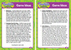 Funktion Match-Ups Card Game, image showing instruction pamphlet with game ideas including memory, function, lists, and matching game instructions.