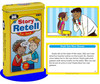 Story Retell Fun Deck Level 1 Cards, colorful educational flashcards listing various story retelling prompts and activities, tine with sample card.