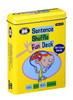 Sentence Shuffle Fun Deck, colorful card game box for children with illustration of a girl jumping rope and words like 'rope,' 'likes,' 'Beth,' and 'jumping' on the cover. Sentence Shuffle Fun Deck, colorful card game box for children with illustration of a girl jumping rope and words like 'rope,' 'likes,' 'Beth,' and 'jumping' on the cover.
