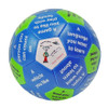 Educational mini soccer ball toy with colorful hexagonal panels, including phrases like "A language you want to learn" and "A vehicle you like," designed to promote language learning and playful education for children.