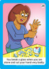 First Aid Kit, cartoon illustration of a woman looking distressed while holding her finger with a bloody cut from broken glass.