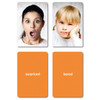 Emotion Cards, two cards showing expressions of surprised and bored with images of women and two blank orange cards.