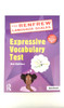 Expressive Vocabulary Test, 5th Edition, purple book cover featuring a cartoon girl with pigtails and a thought cloud with a dragon and a flying character, for language development and vocabulary assessment.