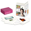 Language Flashcard Set, educational flashcards featuring images of a television, a plant, and a woman, for learning language vocabulary.