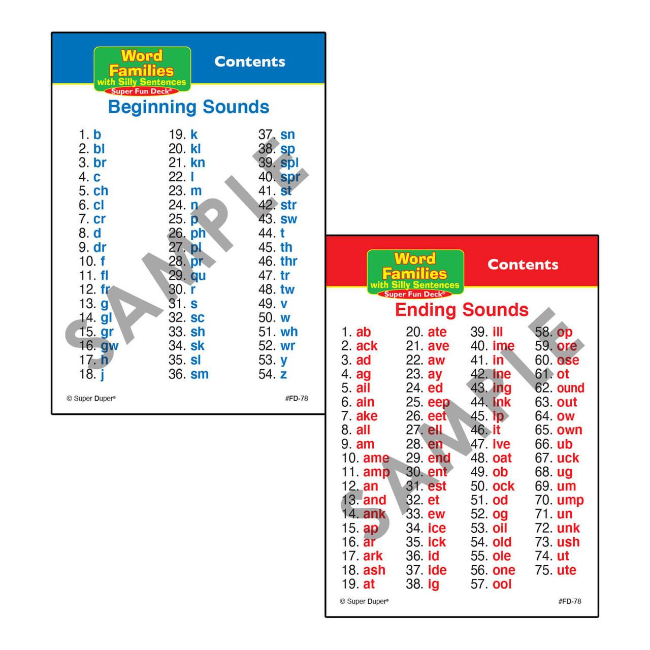 Word Families with Silly Sentences - Super Fun Deck - Fun Stuff