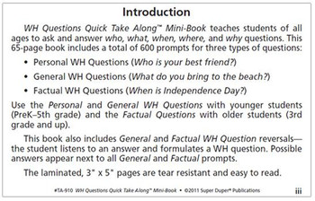 WH Questions Quick Take Along WH Questions Quick Take Along