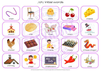 Fun Stuff Educational 60 Practice Articulation Pictures for 'CH' Sounds - Download
