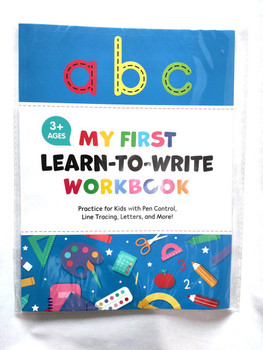 My First Learn-to-Write Workbook, educational kid's workbook with practice for pen control, line tracing, and letter writing for children aged 3 and above.