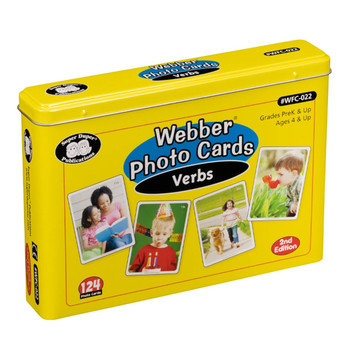 Webber Photo Cards Verbs, set of educational flashcards with pictures of children performing various actions for learning verbs.