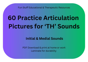 60 Practice Articulation Pictures for 'TH' Sounds