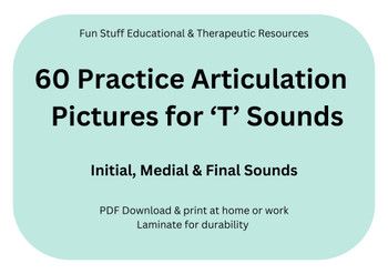 60 Practice Articulation Pictures for 'T' Sounds