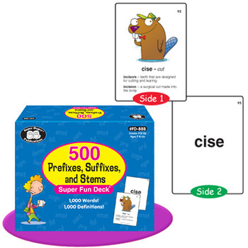 500 Prefixes, Suffixes & Stems Super Fun Deck + Fun Sheets