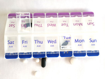 Large 7 Day AM PM Medication Organiser – Easy Open Weekly Pill Box for Independent Living
