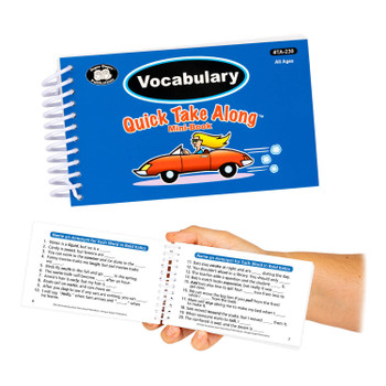Vocabulary quick takealong mini book open displaying page content