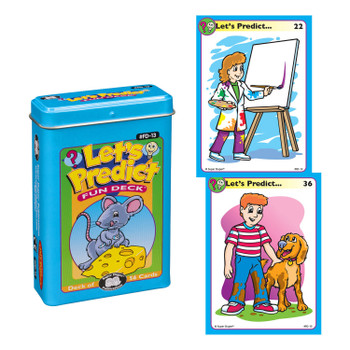 Let's Predict Cards tin and sample cards