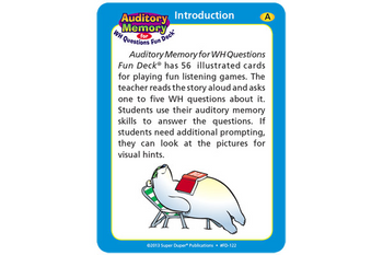 Auditory Memory for WH Questions Fun Deck