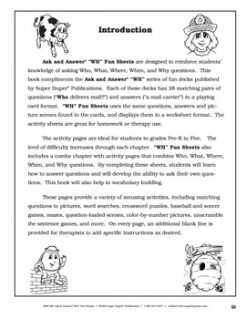 Ask & Answer "WH" Fun Sheets Ask & Answer "WH" Fun Sheets