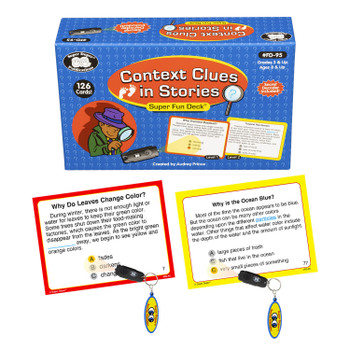 Context Clues in Stories Super Fun Deck with Super Duper Secret Decoder box with sample card