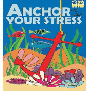 Anchor Your Stress, colorful underwater-themed calendar featuring an anchor, fish, coral, and seaweed design.