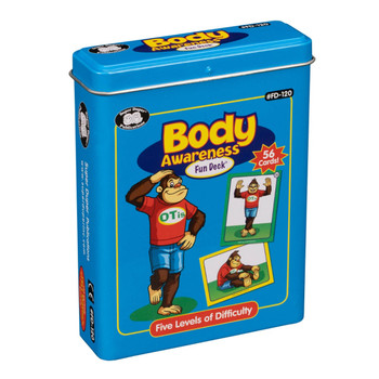 Body Awareness Fun Deck educational card game, featuring illustrations of a cartoon bear character in different poses and expressions.