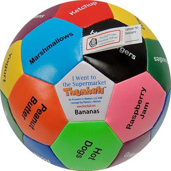 I went to the supermarket thumball colourful soccer ball like
