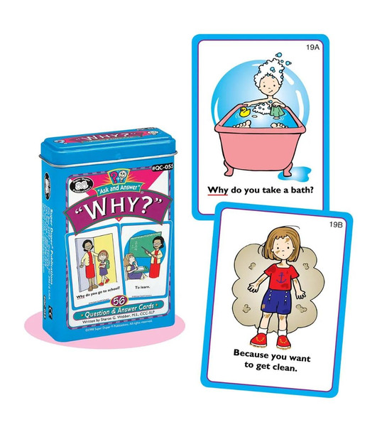 Question and Answer Cards, educational cards about asking and answering questions with illustrations of children and a teacher.