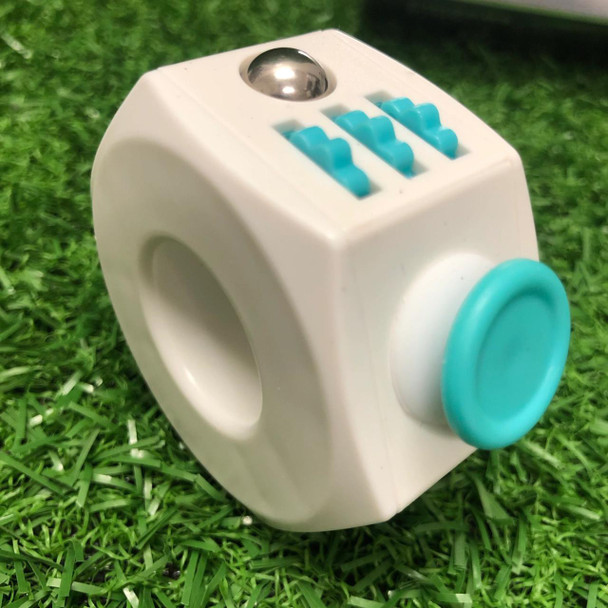 Mechanical Puzzle Toy, a white cube-shaped puzzle toy with blue sliding pieces and a metallic ball on top, designed for brain gift and mental challenge.