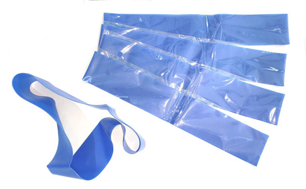 Inflatable Travel Bed, blue inflatable bed with its packaging for portable use.