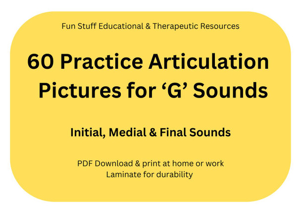 Fun Stuff Educational 60 Practice Articulation Pictures for 'G' Sounds - Downloadable